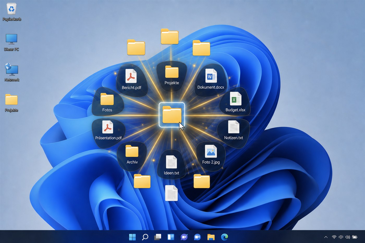 Exploding Folders – Inhalt eines Desktop-Ordners als Sternring